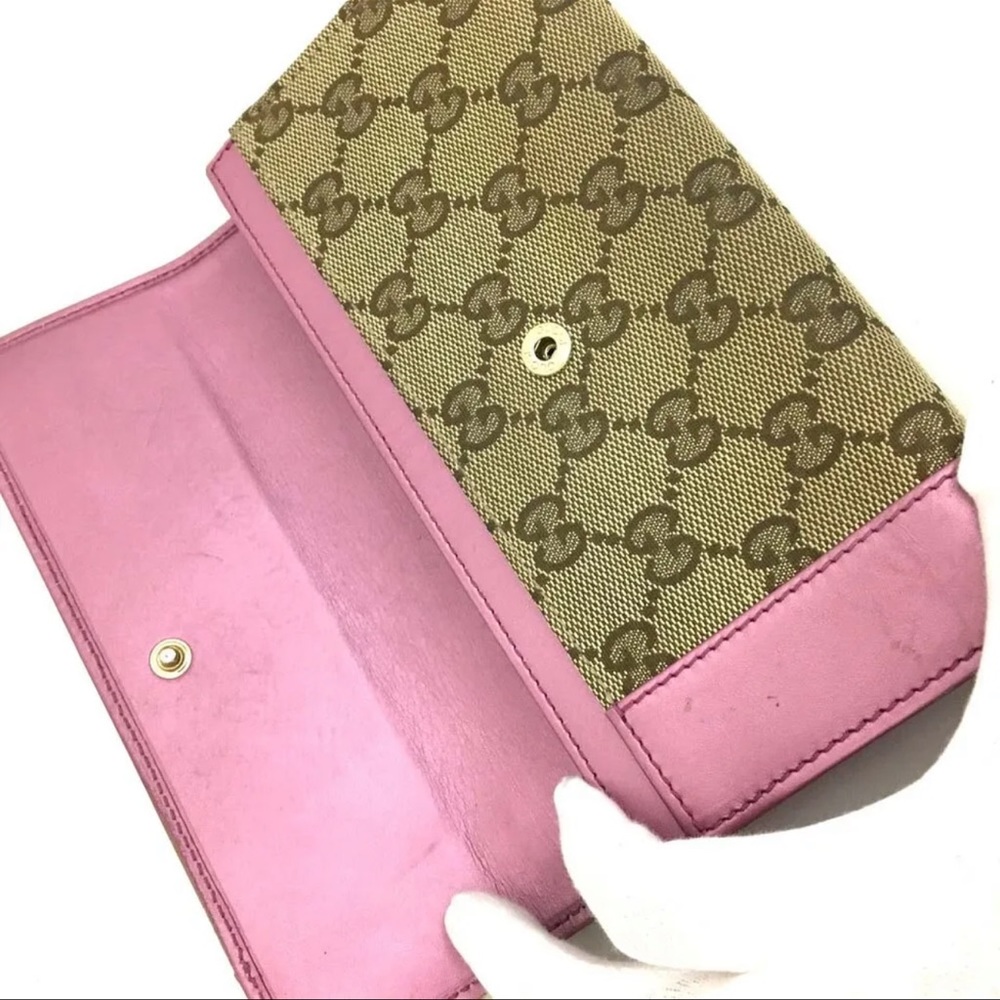 GUCCI Horse Bit GG Logo Canvas Leather Long Bifold Wallet /1K4849 - Picture 3 of 7